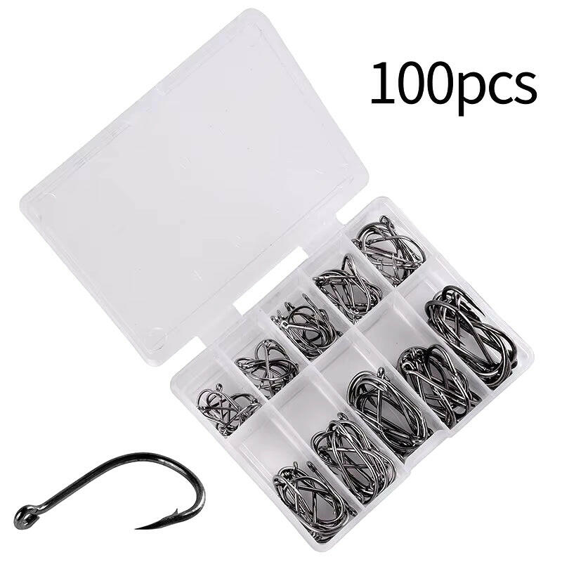 100PCS Premium Barbed Fishing Hooks Set for Crucian Carp & Sea Fishing - Luyatai Fishing Accessories.