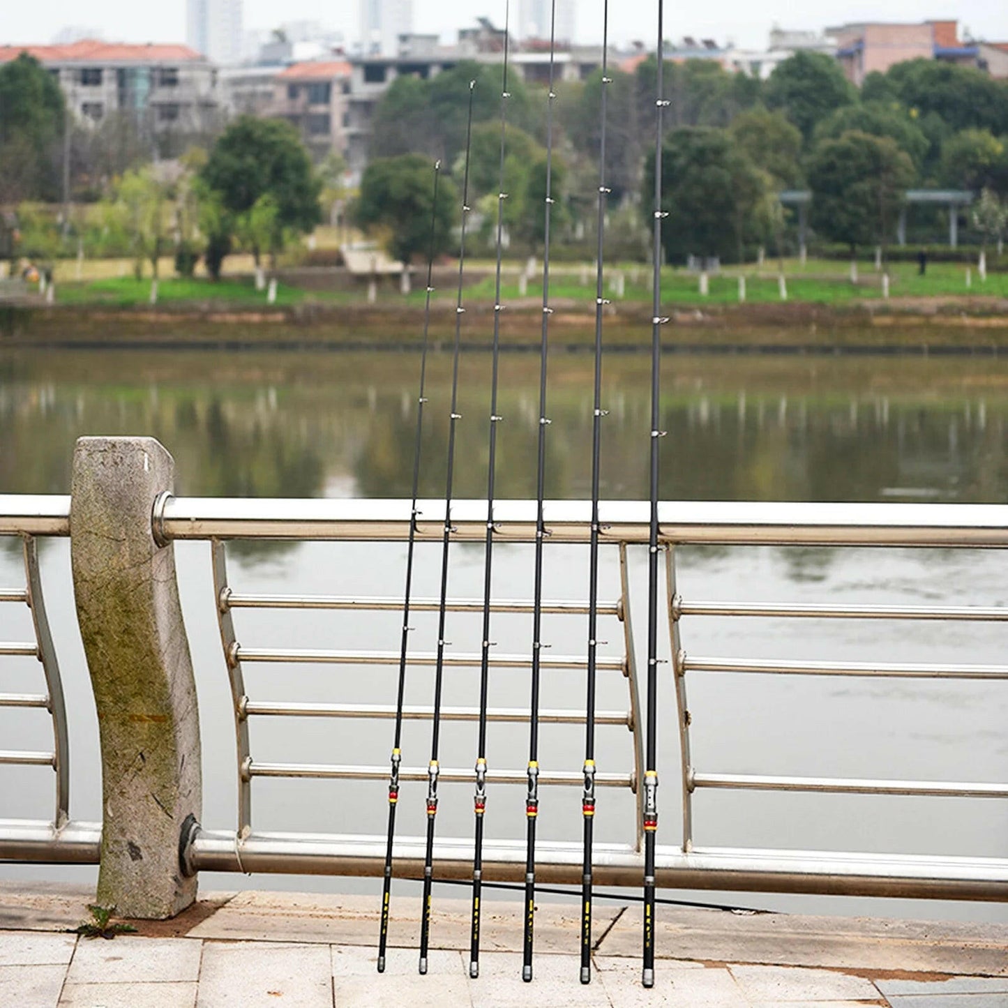 2-Piece Carbon Fiber Telescopic Fishing Rod and Reel Combo Set with Spinning Reel Gear Organizer