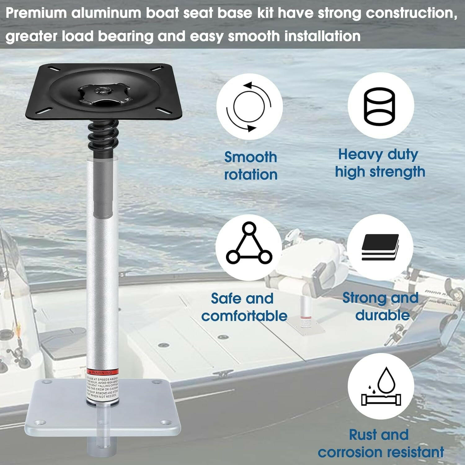 Transform Your Fishing Experience: Premium Boat Seat Pedestal Base Mount Kit with Lock for Unmatched Comfort on Your Pontoon!.