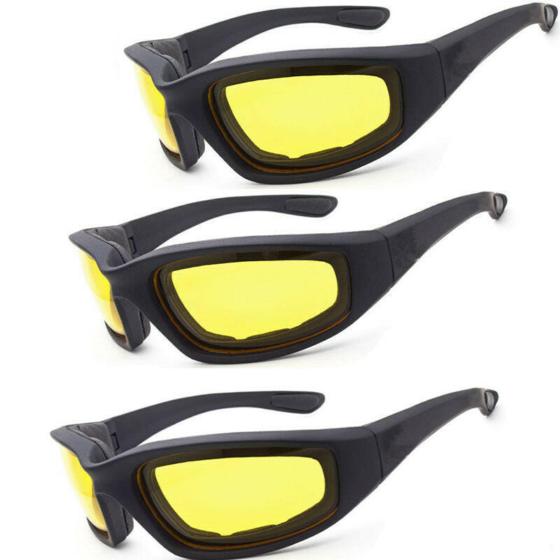 Chopper Men's Cycling Sports Sunglasses - UV400 Protection, Wind Resistant, Yellow Lens, 3-Pack for Cycling, Fishing, and Driving