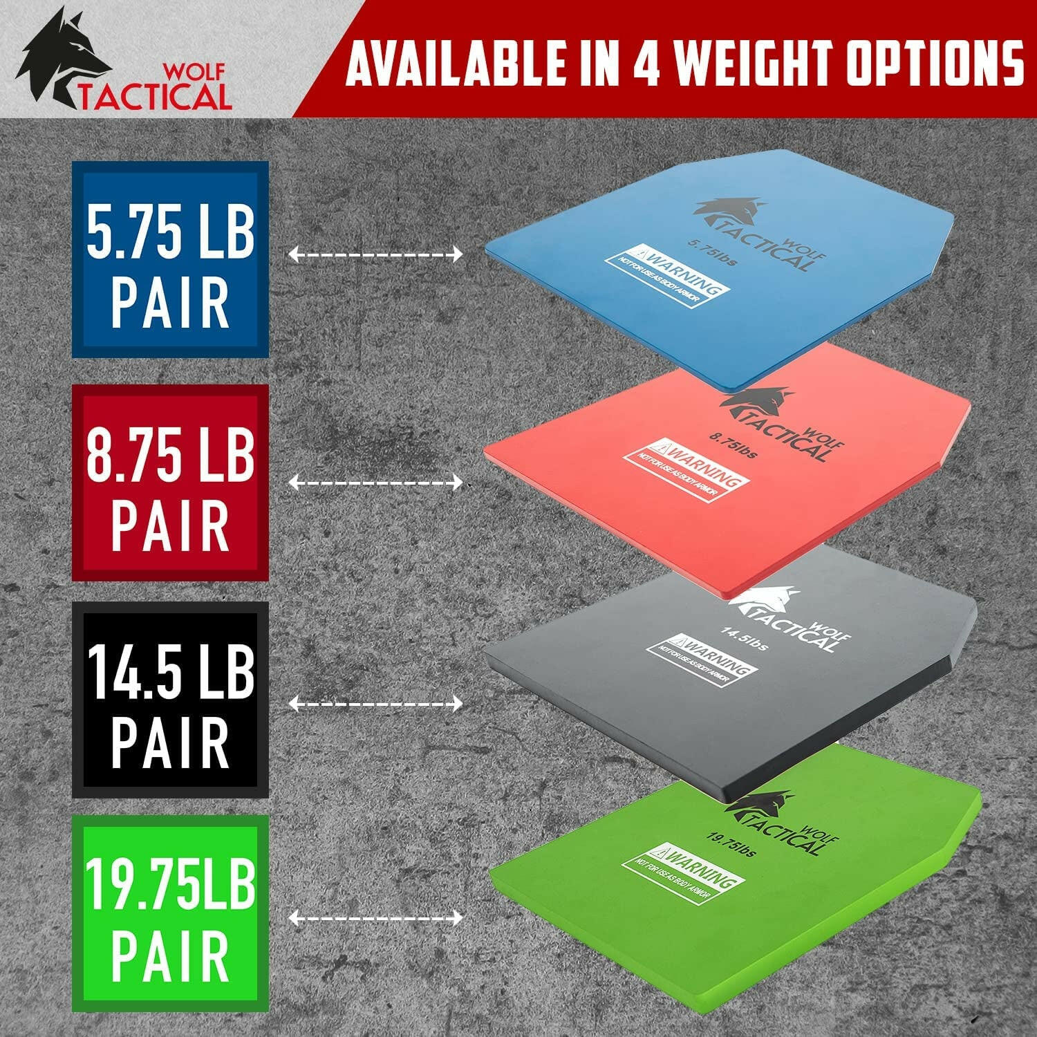 Adjustable Weight Vest Plates for Enhanced Strength Training - Available in 5.75, 8.75, 14.5, and 19.75LB Pairs for WODs, Running, and Heavy Workouts