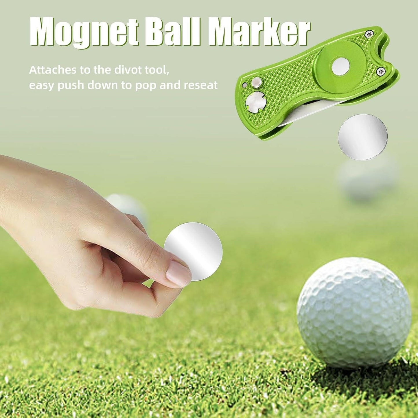 Premium All-Metal Foldable Golf Divot Repair Tool with Pop-Up Button and Magnetic Ball Marker - Available in 2 to 6 Pack Options