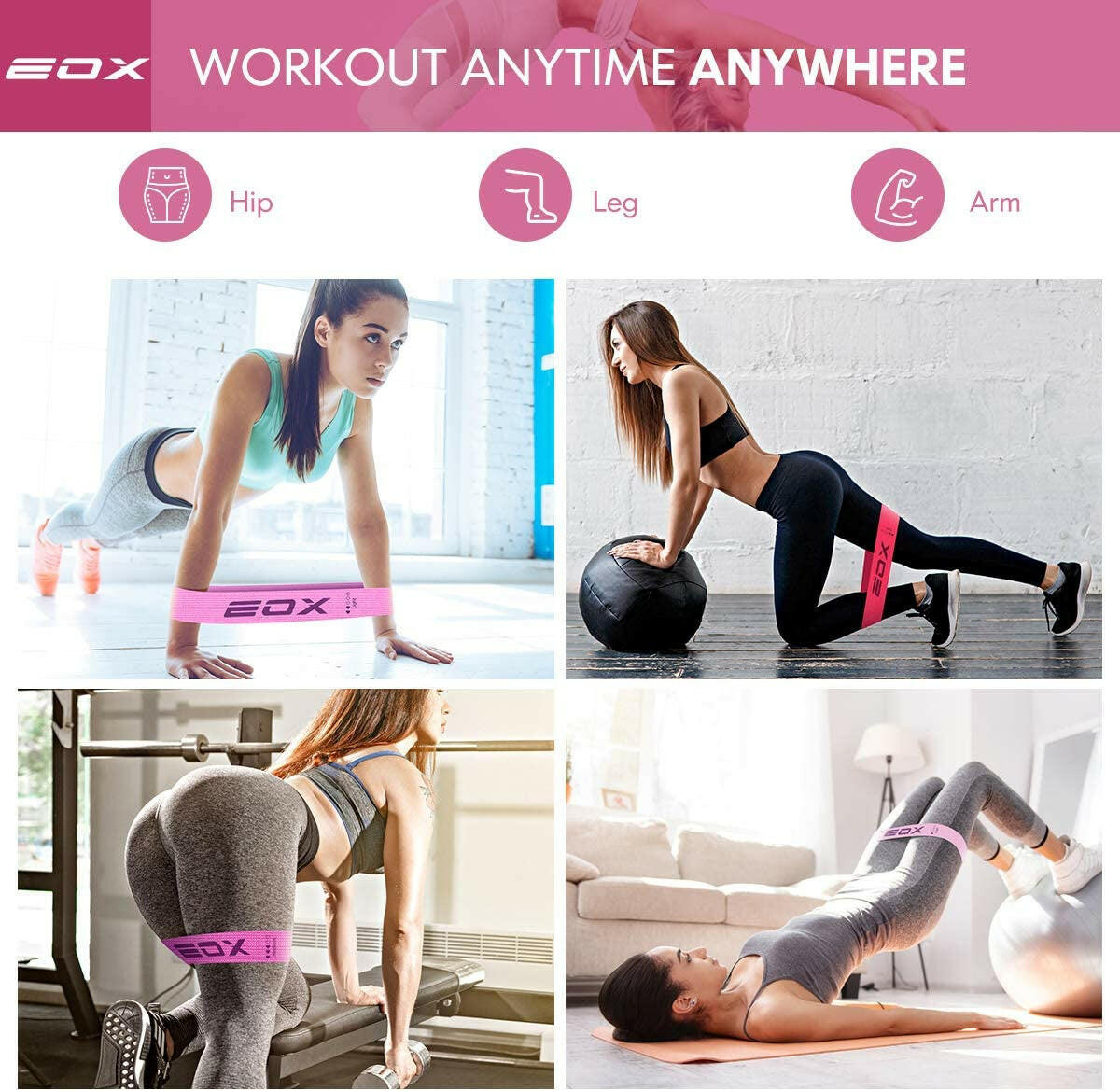 Get Fit with Our Non-Slip Resistance Loop Bands! Perfect for Legs, Butt & Glutes - 5 Levels of Resistance in Cute Pink! 💪🌸 #FitnessGoals #WorkoutEssentials