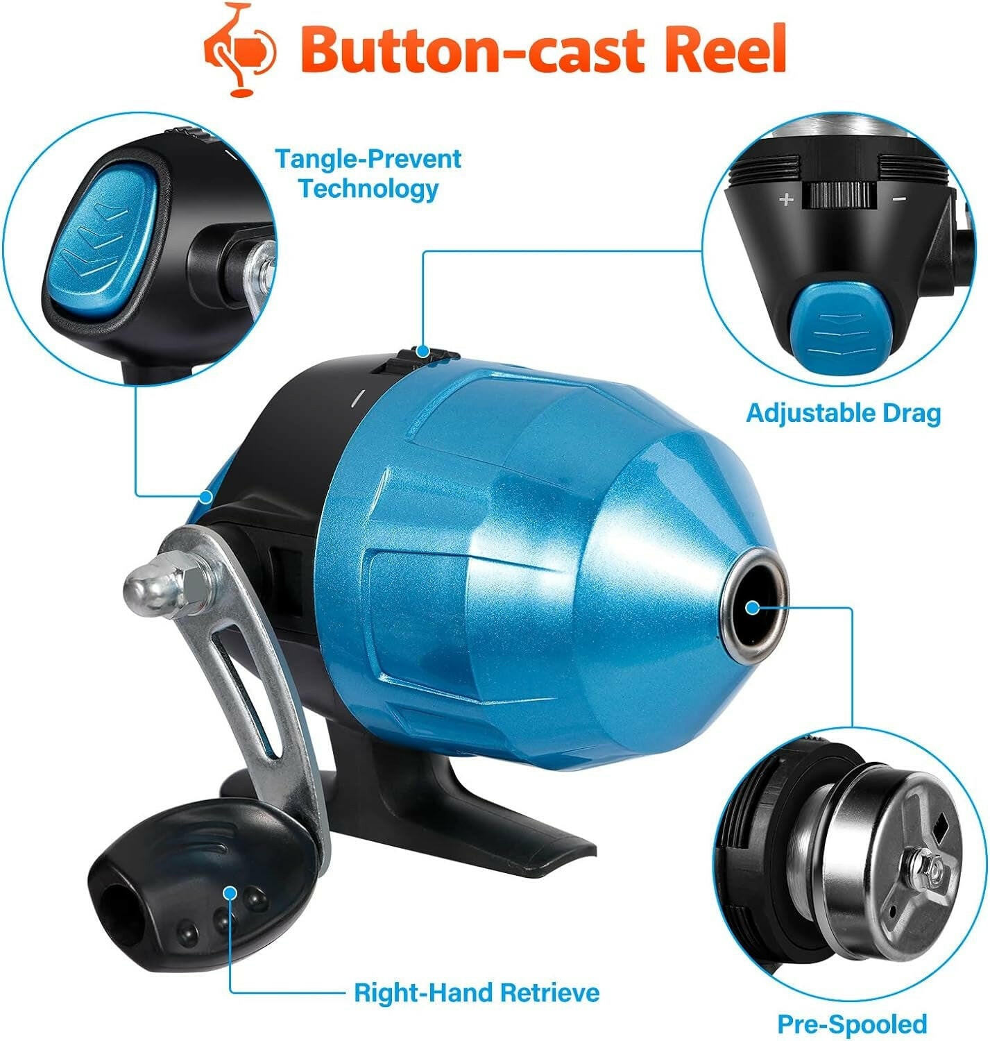 Ultimate Kids Fishing Pole Combo - Telescopic Spincast Rod Set for Boys, Girls, and Adults!.