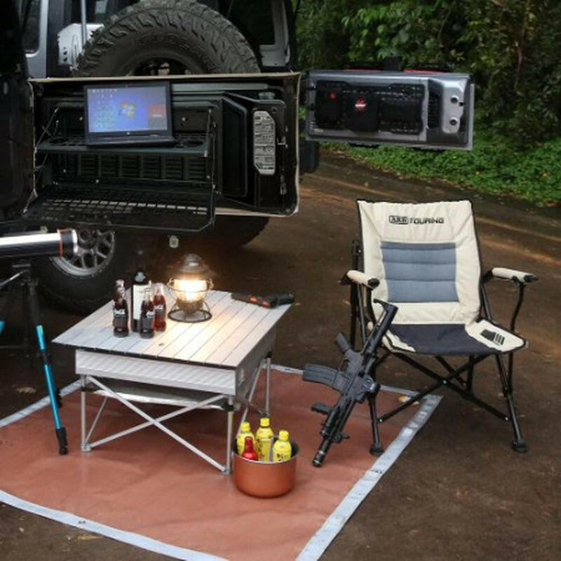 2-Tier Foldable Tailgate Table and Cargo Rack for 2007-2022 Jeep Wrangler JK & JL 4-Door - Ideal for Outdoor Camping