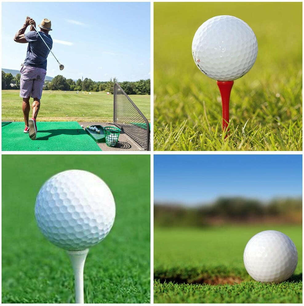 Premium Natural Wood Golf Tees - Pack of 100 in Multiple Colors and Sizes (3-1/4", 2-3/4", 2-1/8") - Reduce Side Spin and Friction for Better Performance