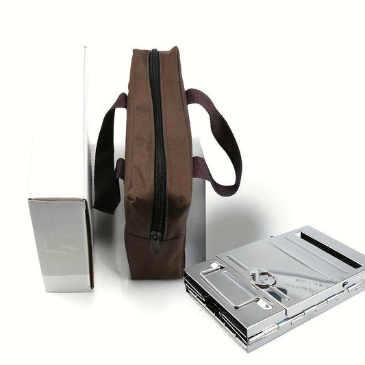 Experience the Great Outdoors with an Integrated Folding Mini Stainless Steel Charcoal Stove.