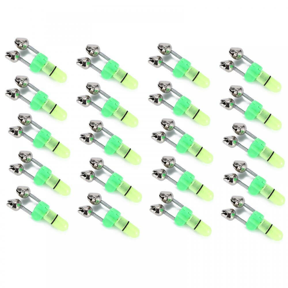 10/40 PC LED Night Fishing Bite Alarm with Dual Bells and Rod Tip Clip Alert System