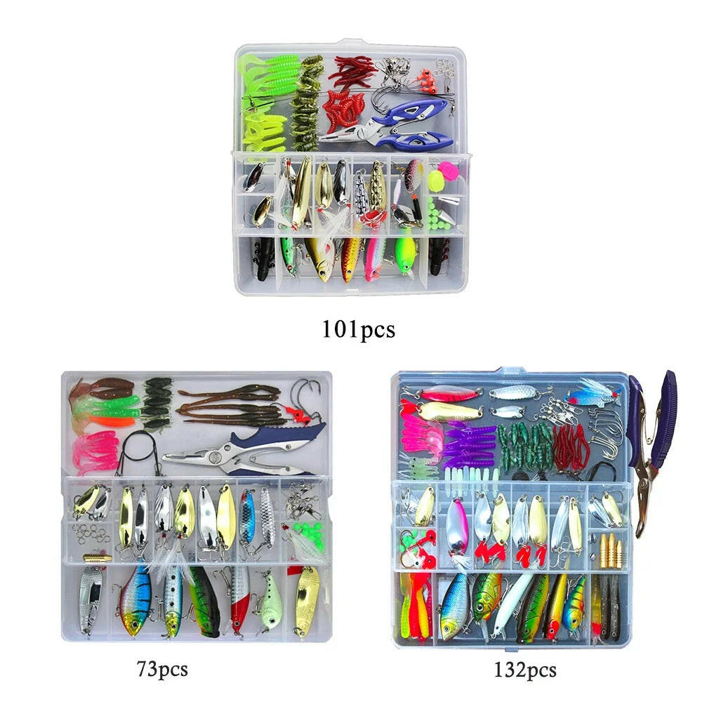 Ultimate 101-Piece Fishing Lures Kit - Mixed Hard & Soft Baits, Topwater Floating Lures, Hooks & Accessories for Every Angler.