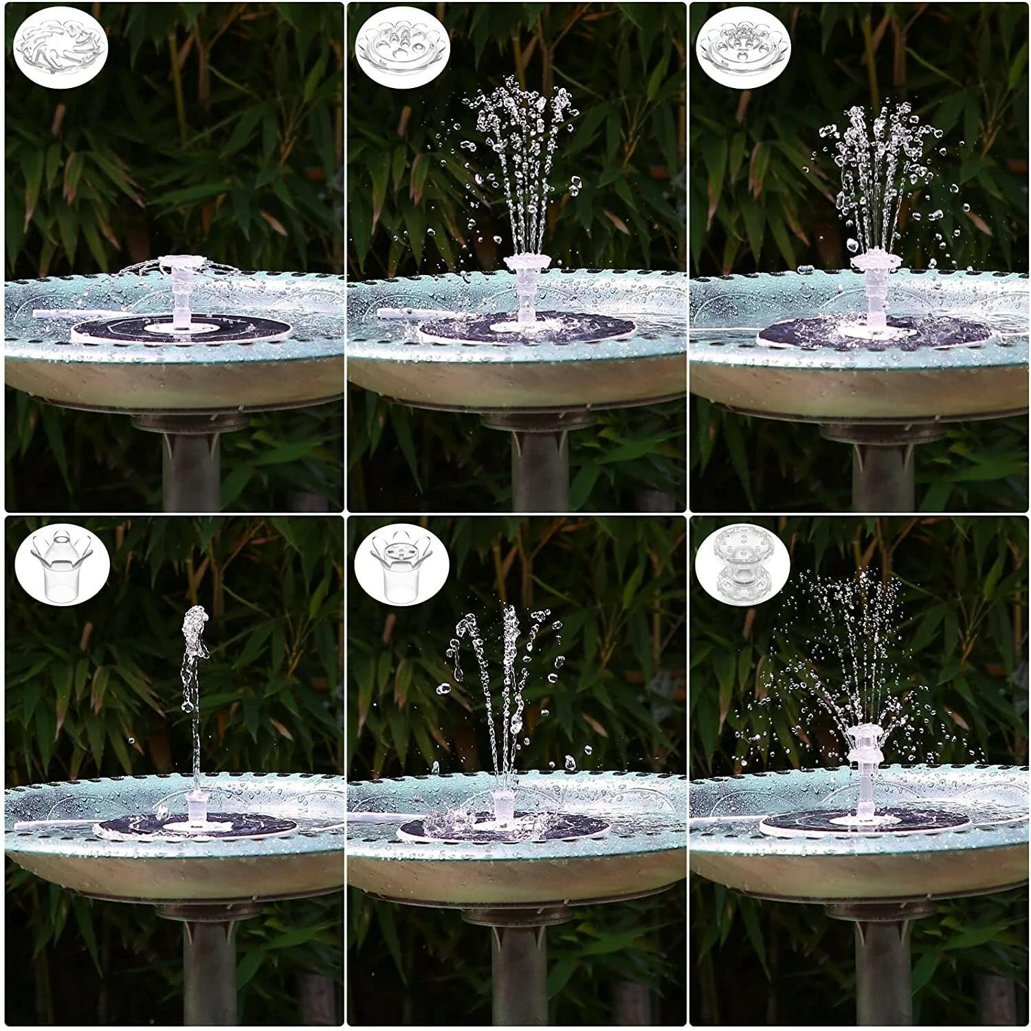 3.5W Solar Fountain Pump with LED Lights for Birdbaths and Pools, Featuring 16 DIY Nozzles, 3000mAh Battery, and Retractable Stand for Outdoor Use