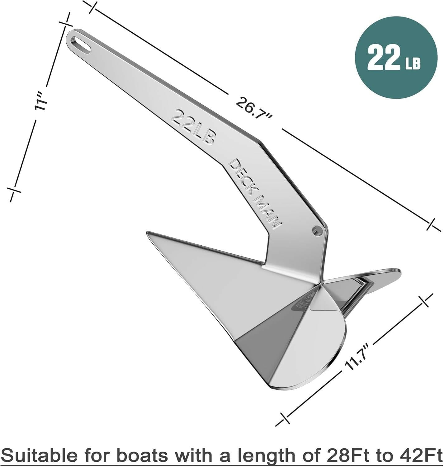 Boat Anchor 316 Stainless Steel (Marine Grade) Delta-Style Anchor Heavy Duty Triangular Anchor Wing Style Triangle Anchor.