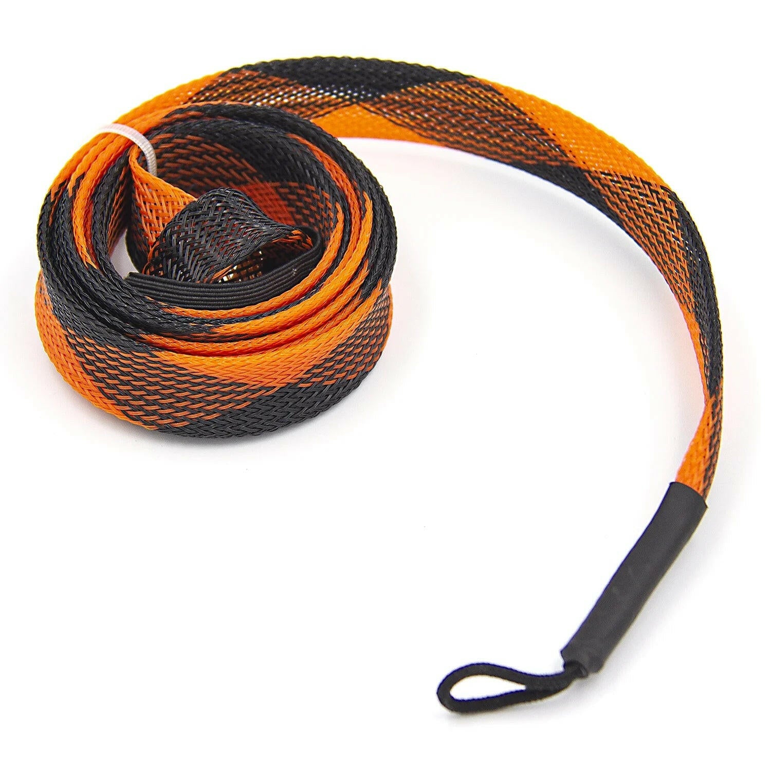 Premium Baitcast Fishing Rod Sock in Vibrant Orange and Black Design.