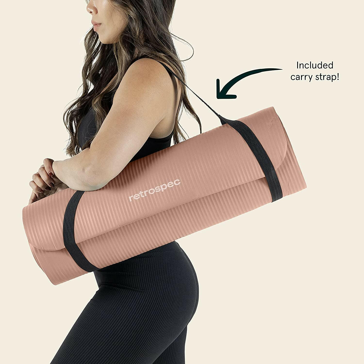 Premium Solana Yoga Mat - 1/2" Thick Non-Slip Exercise Mat with Nylon Strap for Men & Women - Perfect for Yoga, Pilates, Stretching, and Fitness Workouts