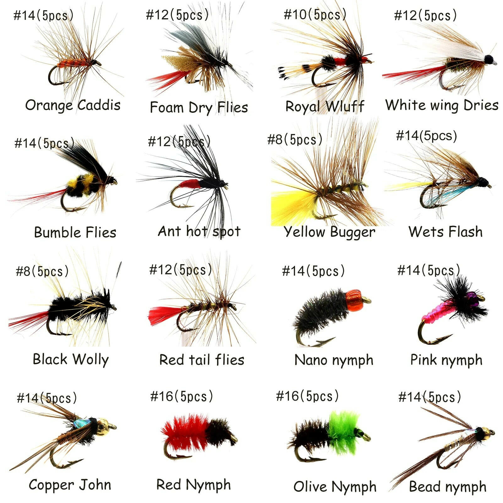 Flies Assortment Fishing Lures Kit for Trout, 100 Count.