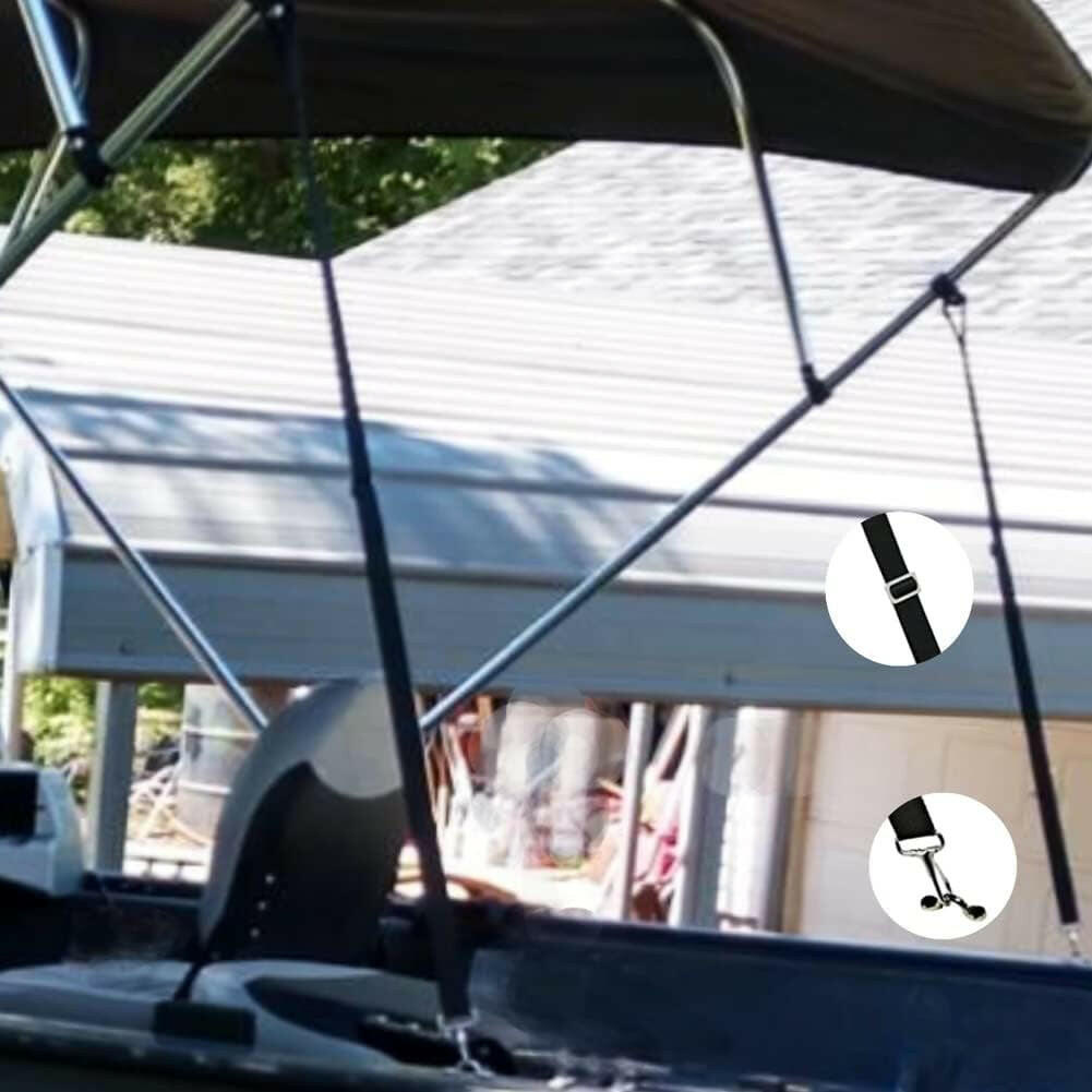 Heavy Duty 2 Pack Adjustable Bimini Boat Top Straps with Double End Snap Hook - 28"-60" Marine Nylon Webbing for Durable Boat Canopy and Awning Support.
