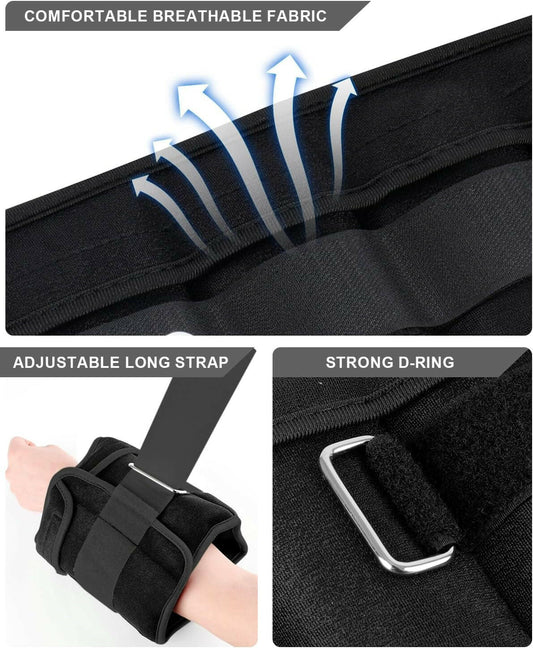 Adjustable Ankle Weights with Removable Weights - Perfect for Jogging, Gymnastics, Aerobics & Physical Therapy (1-20 LBS)