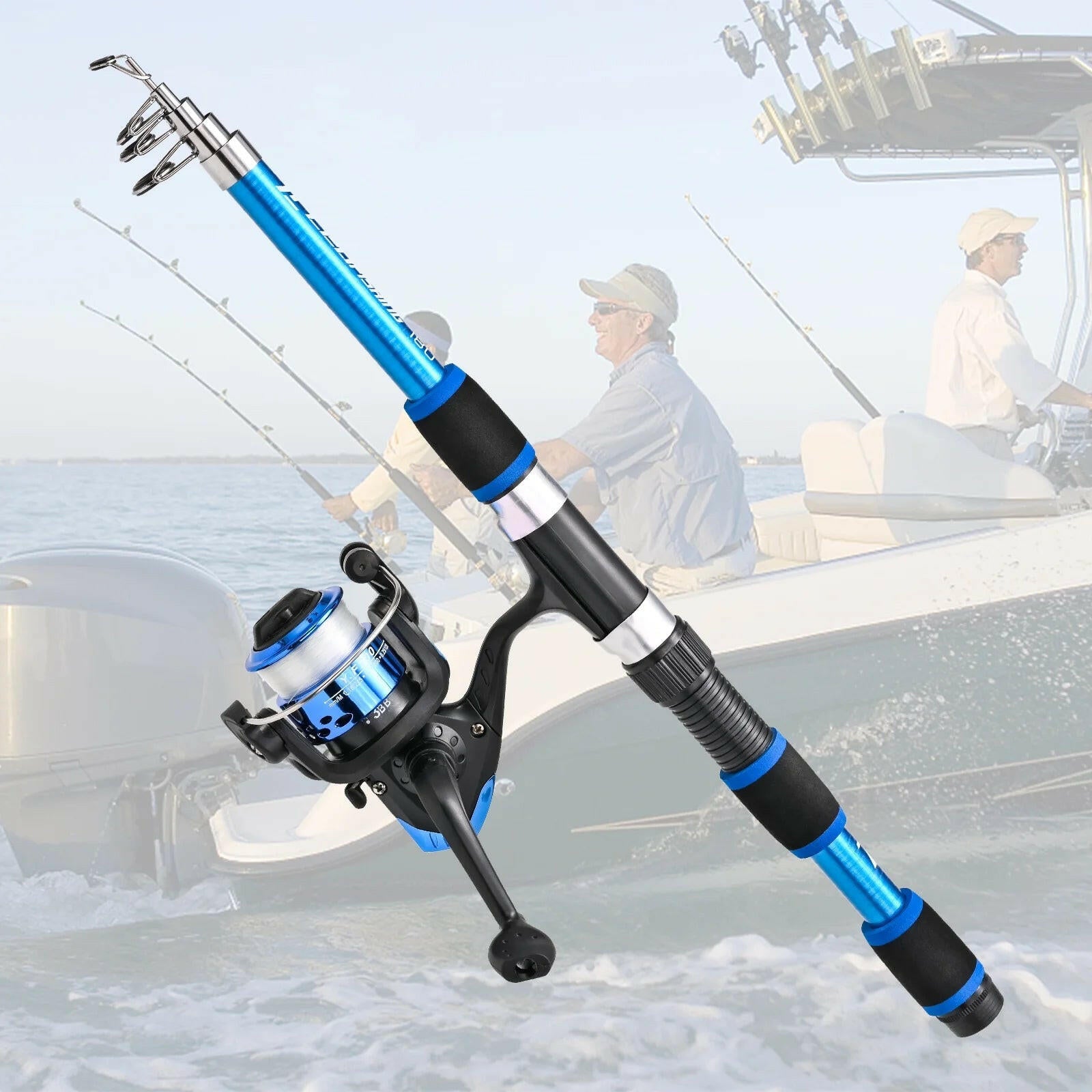 Ultimate 68 Inch Portable Fiberglass Spinning Fishing Rod & Reel Combo for Youth and Adults.