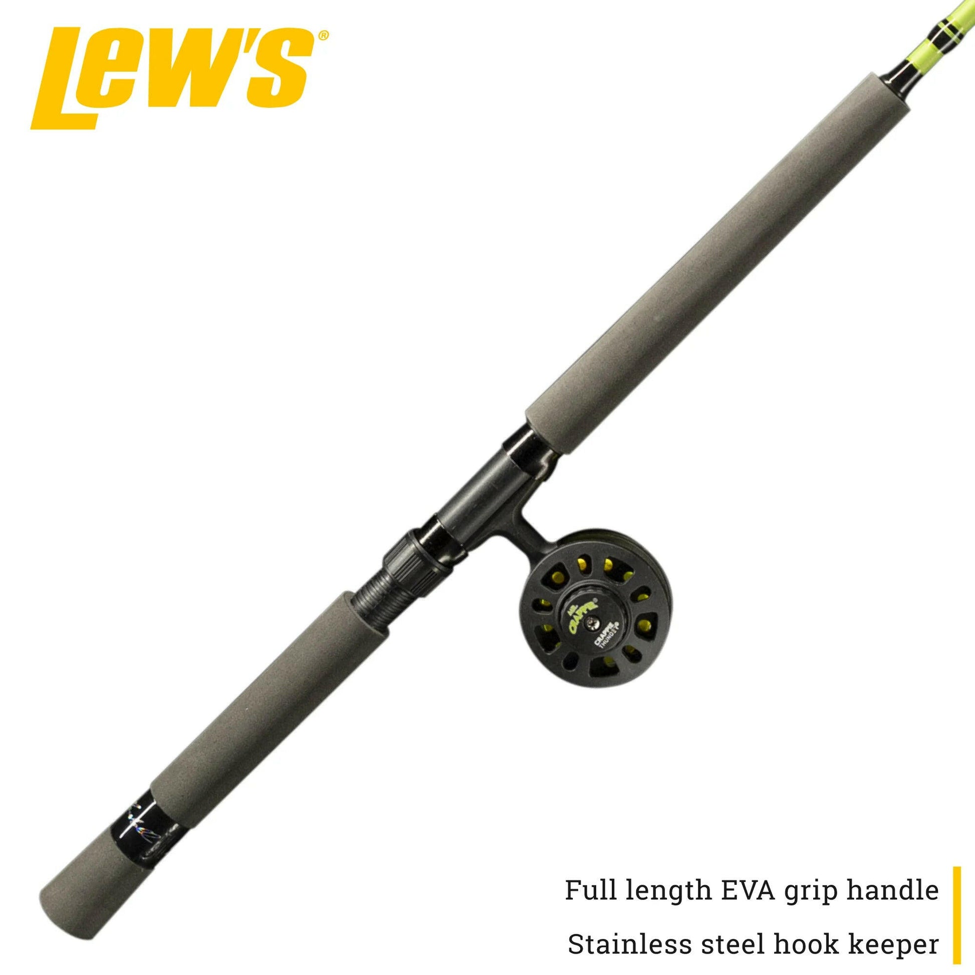 Crappie Thunder Solo Jigging Reel and 11-Foot 2-Piece Fishing Rod Combo in Green