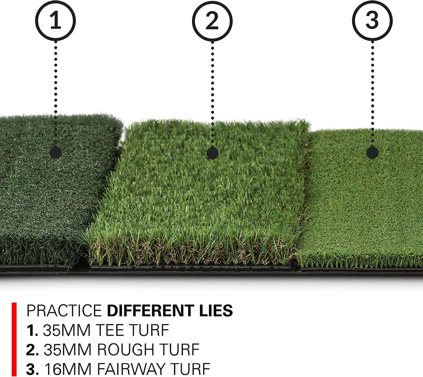 Rukket Tri-Turf Golf Hitting Mat - Portable Training Aid for Backyard Driving & Chipping with Adjustable Tees & Foam Balls.