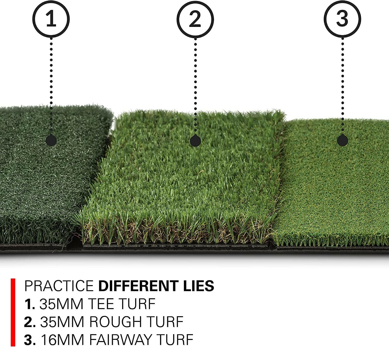 Rukket Tri-Turf Golf Hitting Mat - Portable Training Aid for Backyard Driving & Chipping with Adjustable Tees & Foam Balls.