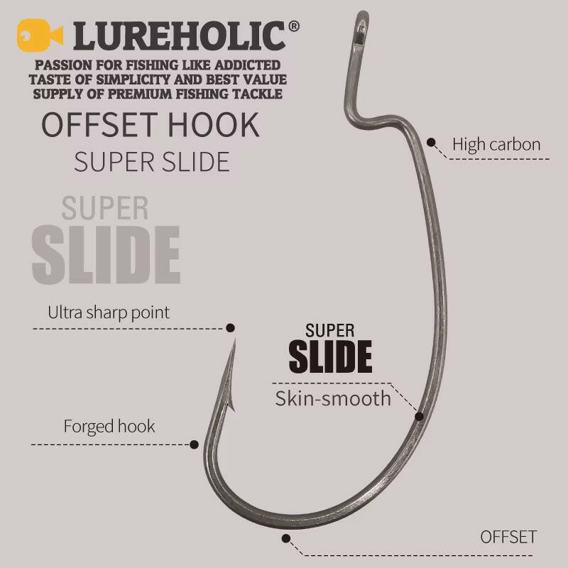 Catch more fish with our PTFE Super Slide Offset Hook! Perfect for Texas Rig and Drop Shot setups. Upgrade your fishing game today! 🎣✨