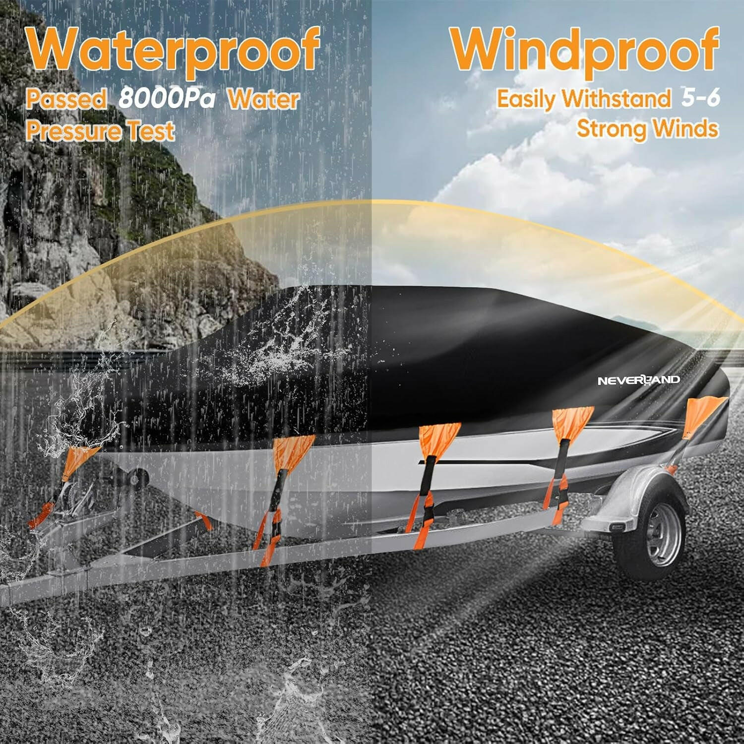 Ultimate Heavy-Duty Waterproof Boat Cover for V-Hull & Tri-Hull Boats (20-22ft) - Protect Your Adventure! 🌊🚤.