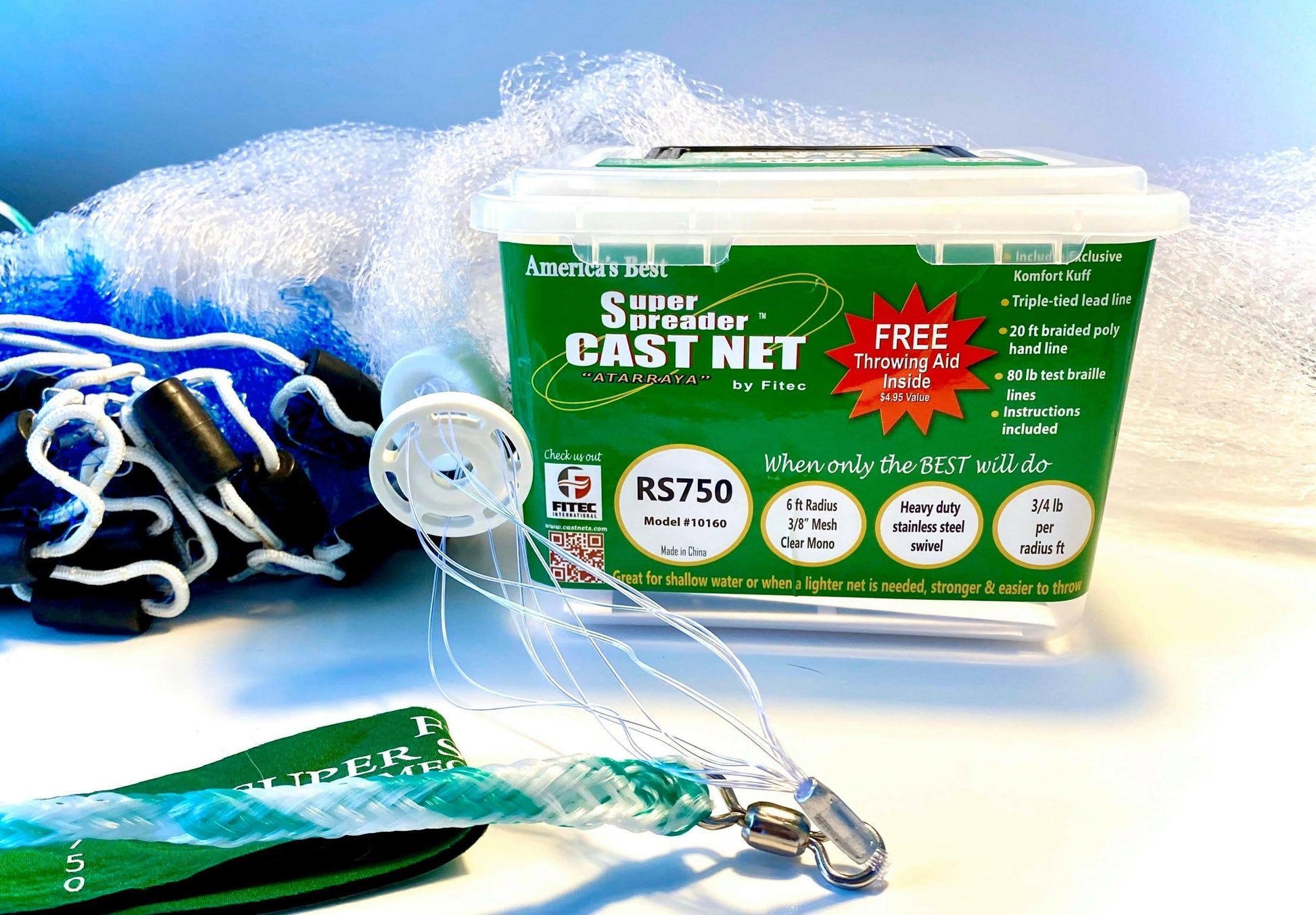 Catch More with the Fi-Tec 10140 Super Spreader 4' Heavy Duty Cast Net! 🌊🎣 #FishingGear #CastNet.