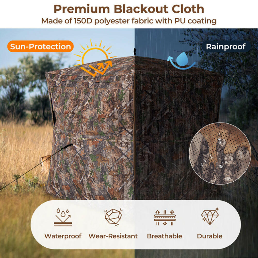 360-Degree One-Way See-Through Ground Blind for 2-3 Persons.