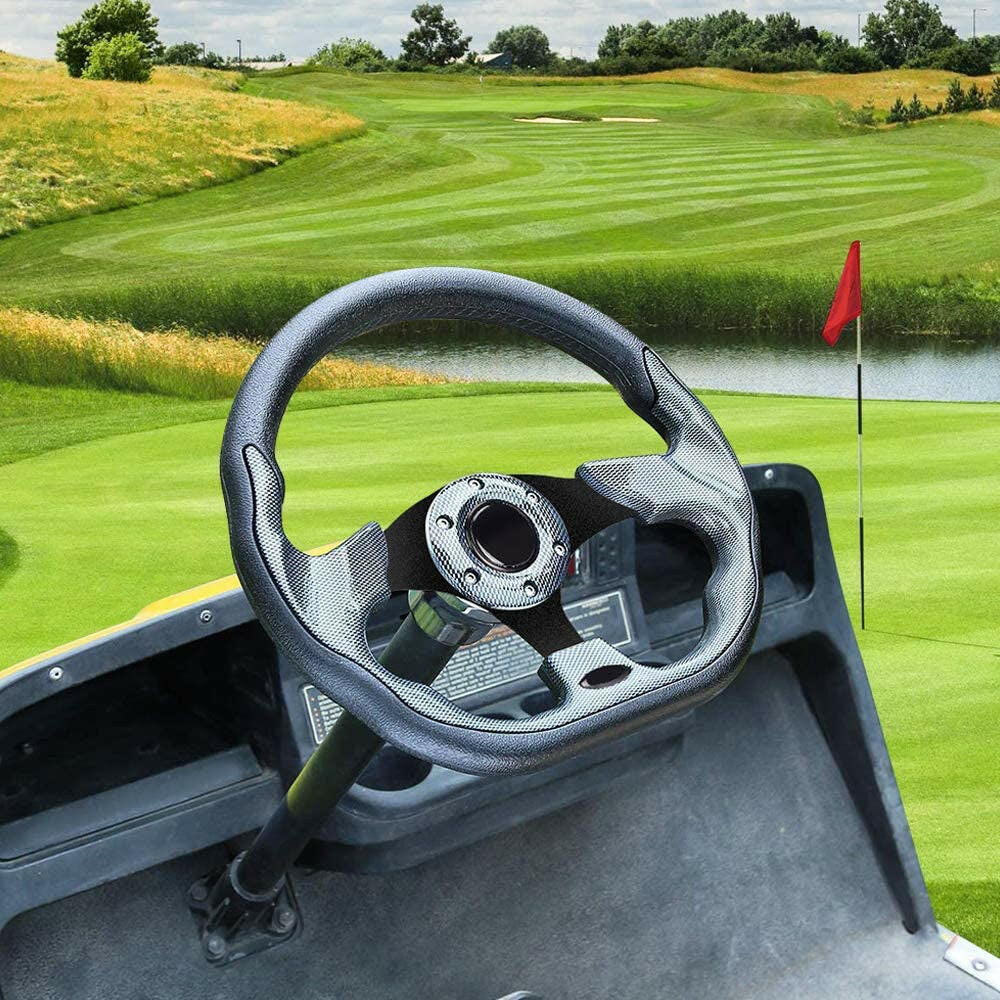 Upgrade Your Golf Cart with Ergonomic D-Shape Steering Wheel - Fits EZGO, Club Car, and Yamaha Models for Ultimate Comfort and Precision.